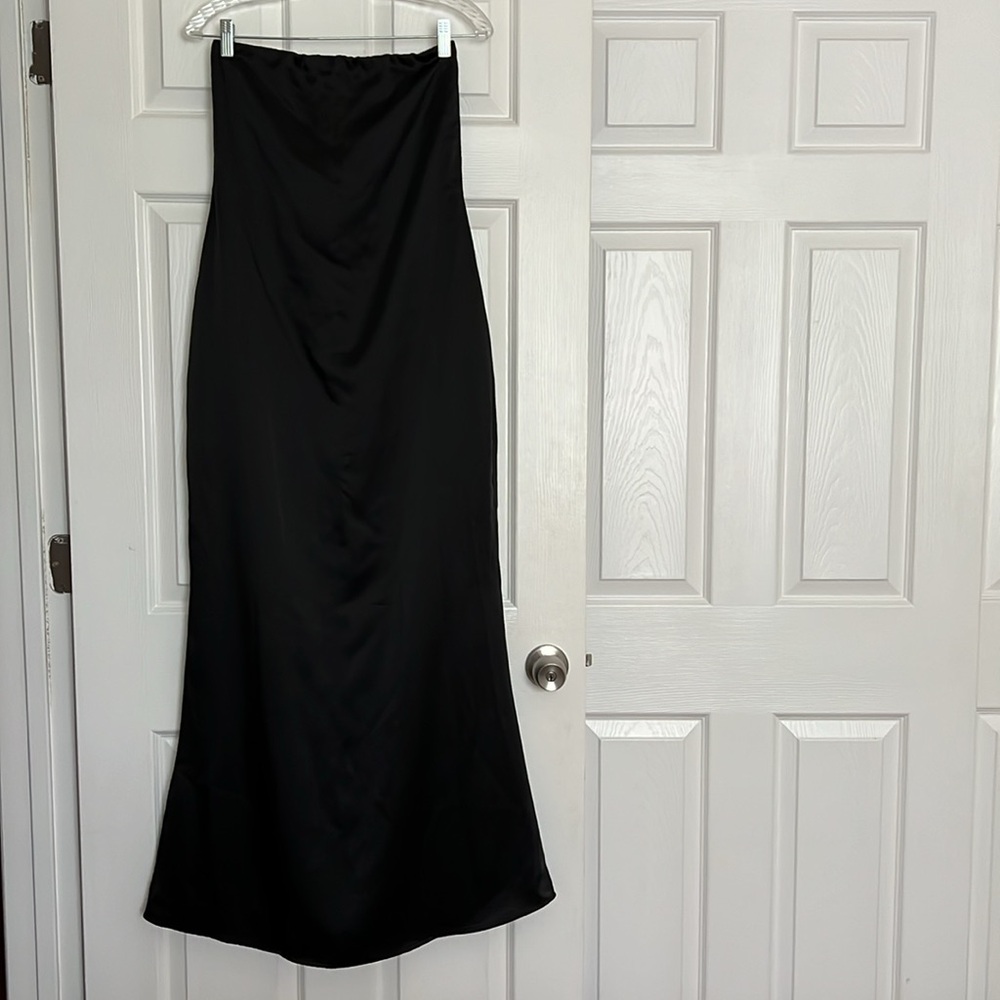 BOA Black Satin Column Maxi Dress XS